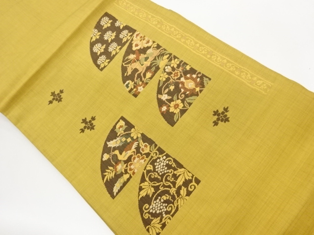 JAPANESE NAGOYA OBI / WOVEN GRAPE ARABESQUE